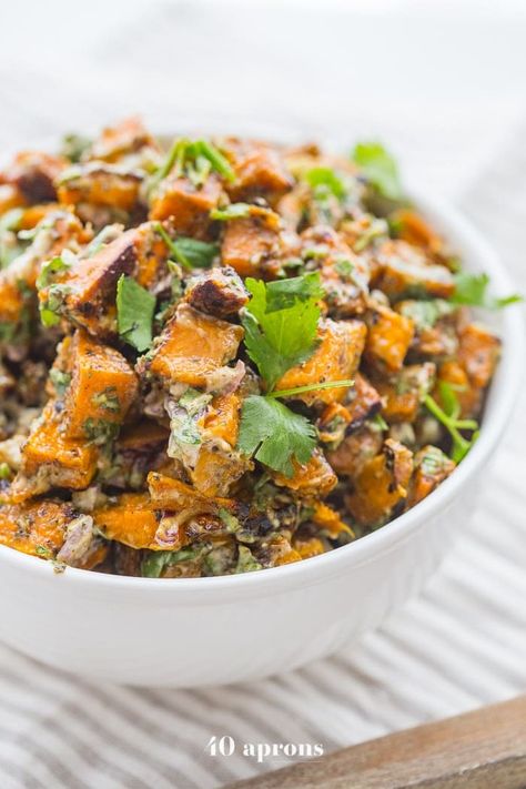 From casseroles to fries, both sweet and savory, sweet potatoes are insanely versatile. With tons of different uses, we could eat them all day, every day and basically never eat the same thing twice! #roundup #recipes #sweetpotato #healthy Kumara Salad, Whole30 Sweet Potato, 40 Aprons, Whole30 Dinner, Lunch Sides, Sweet Potato Salad, Whole30 Dinner Recipes, Crispy Sweet Potato, Whole30 Dinners