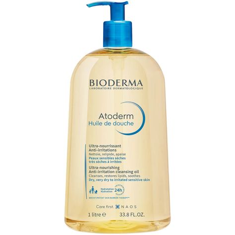 Bioderma Atoderm Cleansing Oil (33.8 fl. oz.) - Dermstore Allergy Hives, Sensitive Skin Body Wash, Best Body Oil, Bioderma Atoderm, Shower Hair, Healthy Microbiome, Oil For Dry Skin, Hygiene Care, Skin Dryness