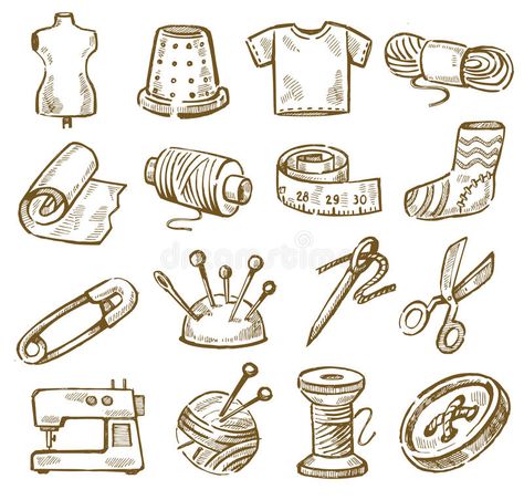 Sewing Tattoos, Sewing Clipart, Sewing Logo, Wallpaper Project, Make Do And Mend, Needle Thread, Journal Doodles, Sewing Art, Vector Hand