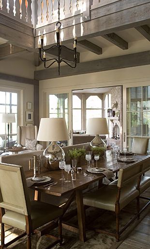 Splendid Sass: BETH WEBB ~ INTERIOR DESIGN. This dining table butts up against a sofa back Dining Table Behind Couch, Beth Webb, Table Behind Couch, Behind Couch, Sofa Dining Table, Rustic Dining Table, Room Table, Apartment Living, Living Dining Room