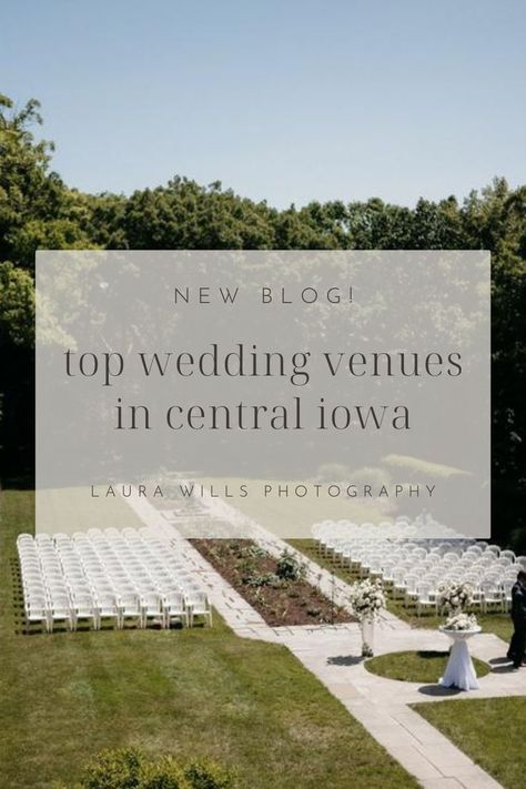 As someone who was born and raised in Des Moines, and has now been in the local wedding industry for over 10 years, I love chatting with couples about the dream wedding venues central Iowa has to offer. To kick off wedding season in full force, I thought it would be fun to share a list of our favorite spaces and why we love them. If you are getting married but haven’t yet decided where you’ll tie the knot or celebrate with your guests afterwards, be sure to check out this blog!. Des Moines Wedding Venues, Iowa Wedding, Boone Iowa, Iowa Wedding Venues, Cheap Wedding Venues, Dream Wedding Venues, Lakeside Wedding, Places To Get Married, Affordable Wedding Venues