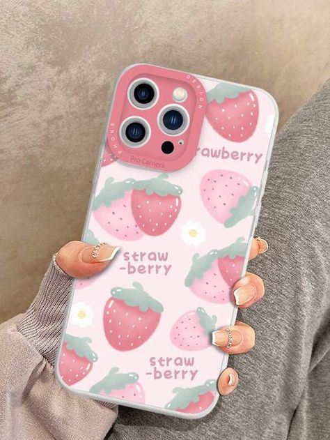 Strawberry & Flower Pattern Phone Case | SHEIN USA Strawberry Phone Case, Strawberry Flower, Strawberry Pattern, Pretty Iphone Cases, Pink Phone Cases, Cellphone Wallpaper, Cute Phone Cases, Pattern Phone Case, Phone Covers