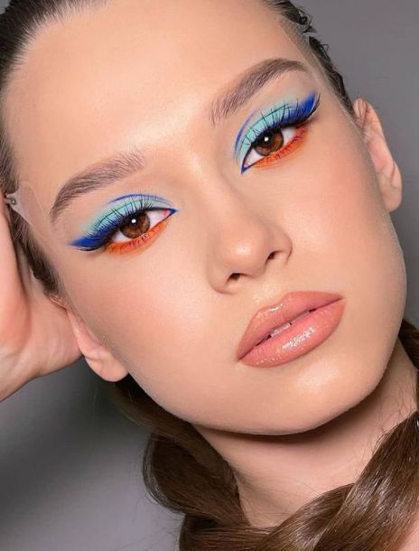 Lava Hair, Bar Makeup, Bold Eye Makeup, Eye Makeup Looks, Casual Makeup, Graphic Makeup, Eye Makeup Steps, Colorful Eye Makeup, Makeup Eye Looks