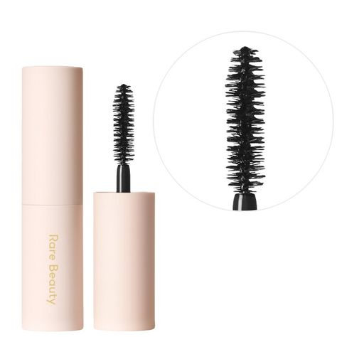 Mini Perfect Strokes Universal Volumizing Mascara - Rare Beauty by Selena Gomez | Sephora Rare Beauty Makeup, Perfect Mascara, Mini Mascara, Rare Beauty By Selena Gomez, Travel Size Makeup, Mini Makeup Bag, Travel Size Toiletries, Volumizing Mascara, Fall Makeup Looks