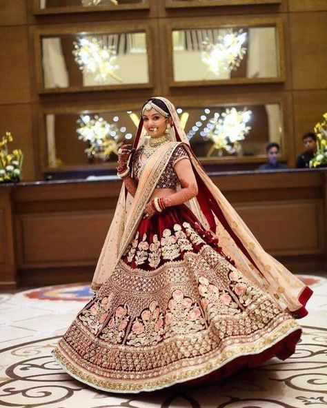 classic lehenga style for 2018 weddings-sabyasachi lehengas in velvet maroon color Sabyasachi Wedding Lehenga, Couture Lehenga, Orang India, Indian Wedding Lehenga, Wedding Lehenga Designs, Bridal Lehenga Collection, Designer Bridal Lehenga, Indian Bridal Lehenga, Bridal Lehenga Red