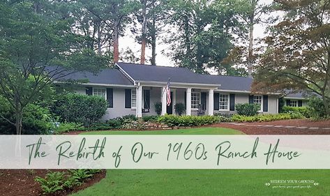 Rebirth: Our 1960s Ranch House Exterior Remodel - Redeem Your Ground 1960 Ranch House Remodel, Ranch House Exterior Remodel, 1960s Ranch House Remodel, 1960s Ranch House Exterior, Ranch Remodel Exterior, Brick Ranch Houses, Ranch Renovation, Equestrian Ranch, Renovation Exterior