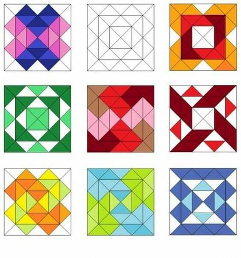 Modulo Art Design Pattern, Modulo Art, فن النسيج, Triangle Quilt Pattern, Triangle Quilts, Barn Quilt Designs, Pattern Quilt, Half Square Triangle Quilts, Barn Quilt Patterns