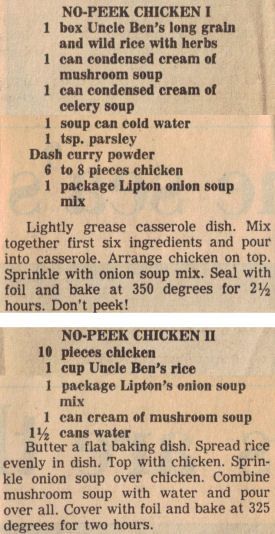 Two No-Peek Chicken Recipes – Clipping; this is almost identical to a recipe mom made while growing up! No Peek Chicken, Chicken Recipies, Tofu Dishes, Chicken Entrees, Cook Chicken, Chicken Main Dishes, Nigella Lawson, Chicken Meals, Old Fashioned Recipes