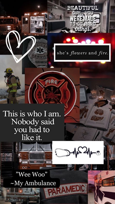 #wallpaper #wallpaperideas #wallpaperforyourphone #red #black #white #firefighter #fireman #fire #firetruck #engine #ambulance #stethoscope #ems #rescue #cute Paramedic Wallpaper Iphone, Firefighter Aesthetic, Firefighter Images, Emt Humor, Emt Study, Firefighter Photography, Paramedic Humor, Paramedic Quotes, Ems Humor