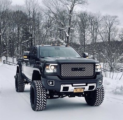 Gmc Denali, Sierra Denali, Trucks Lifted Diesel, Black Truck, Lifted Truck, Lifted Chevy Trucks, Jacked Up Trucks, Gm Trucks, 4x4 Trucks