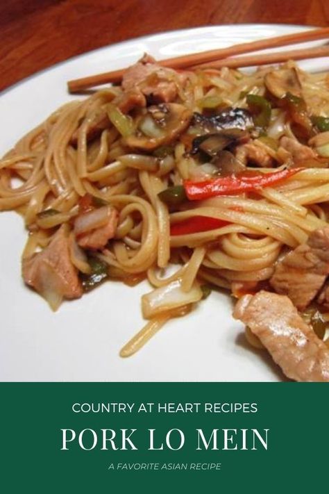 Pork Lomein Recipes Lo Mein, Pork Lo Mein Recipe Easy, Pork Low Mein, Lo Mein Recipe Pork, Pork Lo Mein Recipe, Chinese Food Noodles, Pork Lion Recipes, Low Mein, Pork Chow Mein