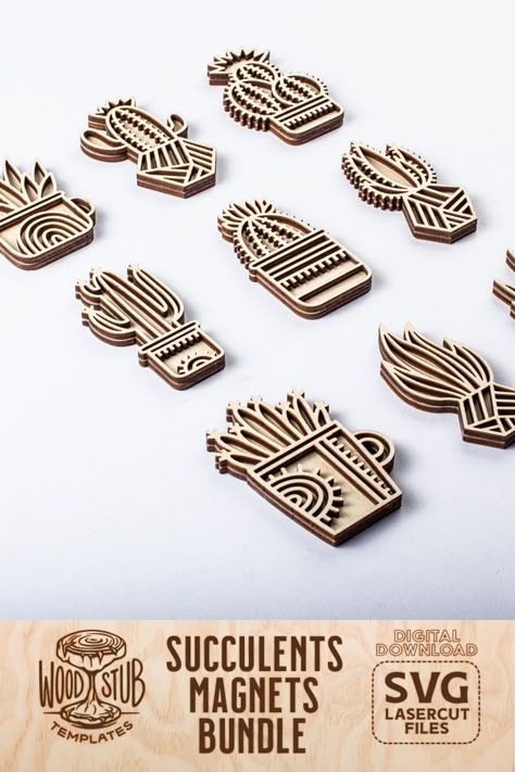 Snapmaker Projects, Wood Laser Projects, Succulent Magnets, Laser Cut Projects Ideas, Easter Laser Cut, Lasercut Ideas, Engraver Ideas, Wood Laser Ideas, Laser Crafts