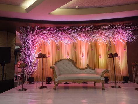 Cherry Blossom Stage Decor, Cherry Blossom Couple, Couple Seating, Engagement Backdrop, Engagement Decoration, Ring Ceremony, Stage Decor, Wedding Backdrop Decorations, Rings Ceremony