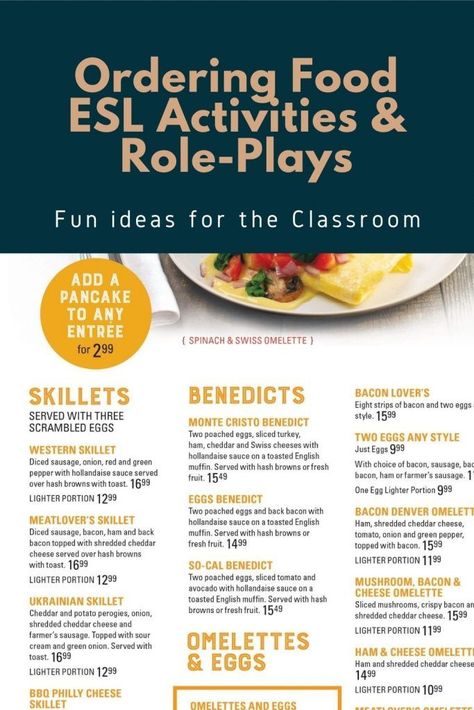 Check out the best ESL restaurant and ordering food games, activities, role plays, worksheets, menus, dialogues, lesson plans & more. If you want to help your students out with ordering food in English at a restaurant, then you'll want to check out these engaging, interactive and student-centred ESL activities and games. #menu #restaurant #restaurants #order #orders #ordering #food #esl #tefl #tesol #tesl #teaching #teachingenglish #english #englishteacher #speaking #eslspeaking #englishspeaking Esl Vocabulary Games, Teaching Esl Students, Food Lessons, Speaking Games, Teach English To Kids, Food Games, Esl Teaching Resources, Restaurant Order, Esl Games