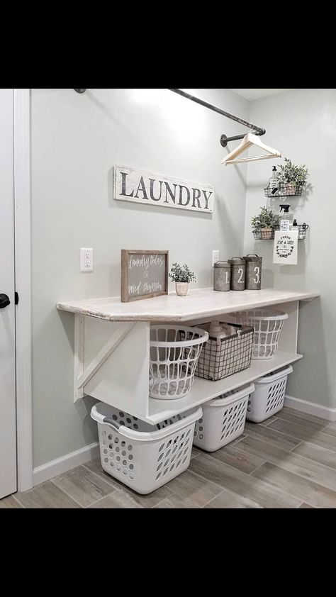 Laundy Room, Laundry Room Organization Storage, Room Storage Diy, Basement Laundry Room, Dream Laundry Room, Basement Laundry, Farmhouse Laundry Room, Laundry Room Inspiration, Laundry Room Diy