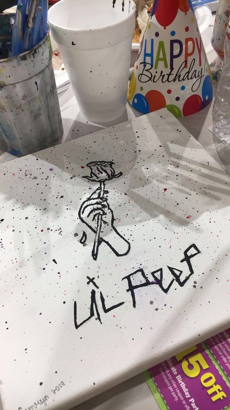 Lil Peep Gifts, Lil Peep Painting Ideas, Lil Peep Drawing Ideas, Lil Peep Painting, Lil Peep Star Shopping, Peep Lyrics, Peep Painting, Lil Peep Lyrics, Skateboard Deck Art