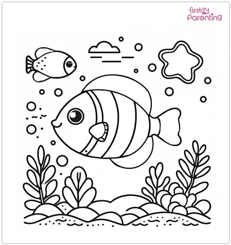 Summer Drawing For Kids, Ocean Coloring Pages Preschool, Waves Coloring Pages, Ocean Coloring Pages Free Printable, Colouring Worksheets For Kids, Ocean Coloring Pages For Kids, Ladder Craft, Ocean Animals Coloring Free Printable, Sea Creature Colouring Pages