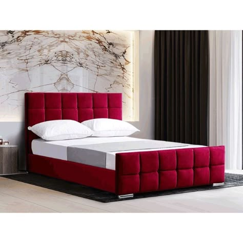 Beautiful Bed Designs Headboards, Upholstery Bed Design, Red Bed Frame Room Ideas, Bed New Design Modern, Red Colour Bedroom, Best Bed Design Modern, Simple Bed Design Modern, Red Bed Frame, Cute Bed Frames