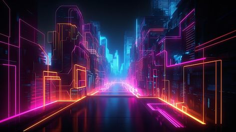 Neon lights in the city wallpapers Neon City Background, City Wallpapers, Neon City, City Background, Logo Psd, Image Icon, City Wallpaper, Card Banner, Poster Invitation