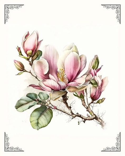 Magnolia Art, Bold Flowers, Cottage Market, Bee Kind, Watercolor Painting Techniques, China Painting, Magnolia Flower, Flower Art Painting, Watercolor Pencils