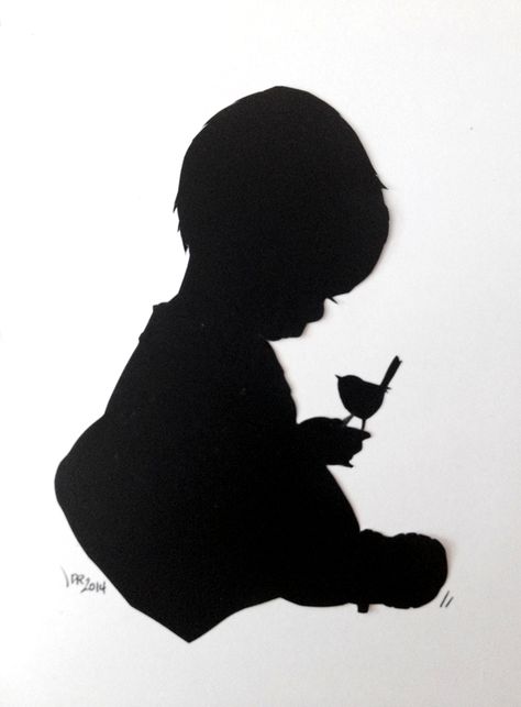 Baby holding bird Vogel Silhouette, Nursery Personalized Wall Art, Boy Silhouette, Baby Silhouette, Silhouette People, Silhouette Wall Art, Bird Crafts, Silhouette Stencil, Bird Silhouette