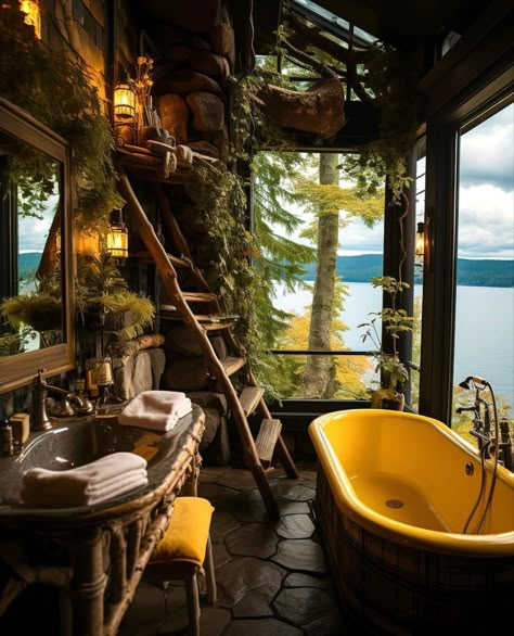 Green Cottage Core Bathroom, Hobbit House Bathroom, Witch Home Aesthetic Bathroom, Bathroom Design Cottagecore, Cottagecore Interior Bathroom, Fairy Cottage House Dream Homes, Fantasy Cottage Interior, House Flippers, Earthship Home