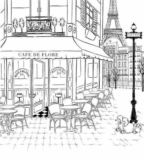 Megan Hess Illustration, Megan Hess, Perspective Drawing Architecture, 동화 삽화, Detailed Coloring Pages, Perspective Art, Architecture Drawing Art, Paris Cafe, Pola Sulam