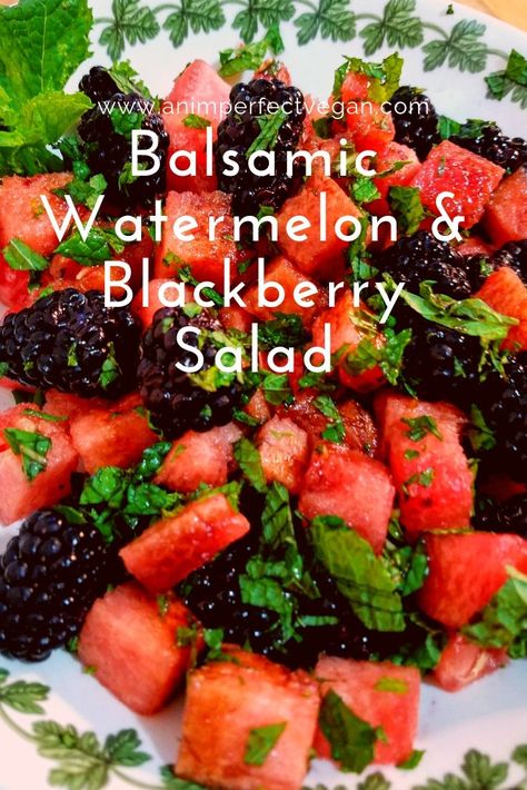 Prediabetes Recipes Meals, Watermelon Blackberry Feta Salad, Watermelon Blackberry Salad, Blackberry Salad Recipes, Watermelon Salad With Balsamic Vinegar, Blackberry Balsamic, Blackberry Salad, Watermelon Salad Recipes, Fresh Salad Recipes