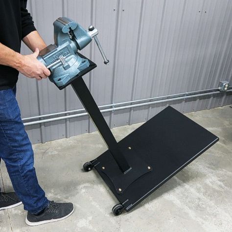 Looking for Bench Vise mounting ideas? Our heavy-duty Versa-Mount mobile bench grinder and vise pedestal is a good fit for any shop needing a mobile tool pedestal. Bench Vice Mounting Ideas, Bench Grinder Stand, Vise Stand, Wood Vise, Outdoor Tool Storage, Grinder Stand, Bench Vice, Bench Vise, Belt Grinder