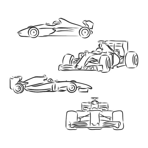 Formula 1 Drawing, Car Drawing Easy, Hair Stenciling, F1 Art, Cool Car Drawings, Car Tattoos, Car Vector, 1 Tattoo, Vector Sketch