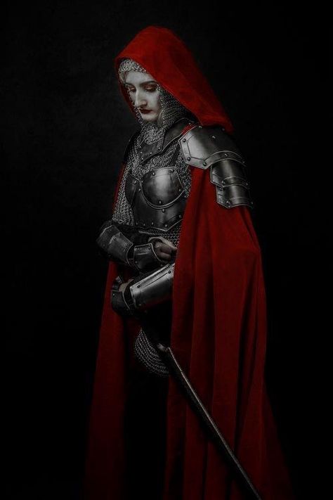 Knight Woman, Red Armor, Photography Series, Female Knight, 다크 판타지, Fantasy Photography, Wow Art, High Fantasy, Medieval Fantasy