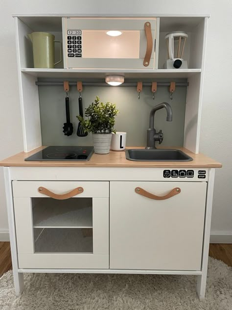 Ikea Play Kitchen Green, Ikea Kitchen Kids, Ikea Duktig Makeover, Ikea Kids Kitchen Hack, Ikea Duktig Hack, Ikea Kids Kitchen, Kitchen For Kids, Ikea Play, Ikea Kids Room