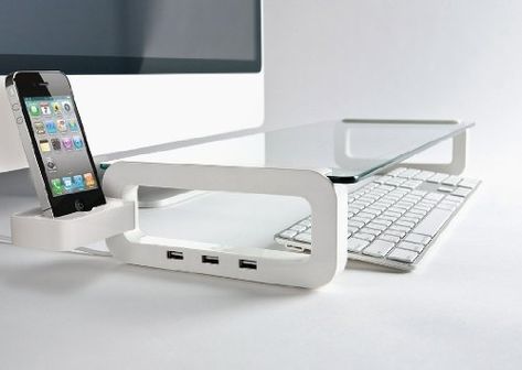 Uboard Smart USB Multiboard ($55) Laptop Riser, Phone Dock, Sleek Desk, Cup Phones, Memo Holder, Monitor Riser, Iphone Holder, Computer Stand, Tempered Glass Shelves