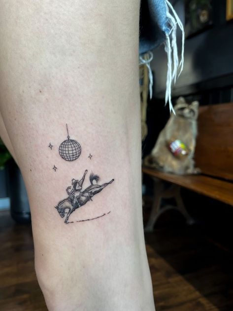 Dinosaur Cowboy Tattoo, Space Cowboy Tattoo, Small Cowboy Tattoo, Cowboy Like Me Tattoo, Shaded Tattoos, Southern Tattoos, Lp Tattoo, Microrealism Tattoo, Cowboy Tattoo