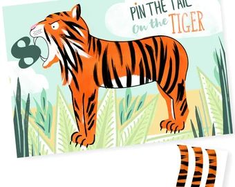 Tiger Birthday Party, Tiger Party, Pin The Tail, Animal Theme Birthday, Unique Party Themes, Tiger Birthday, Animal Birthday Party, Game Printable, 4th Birthday Parties