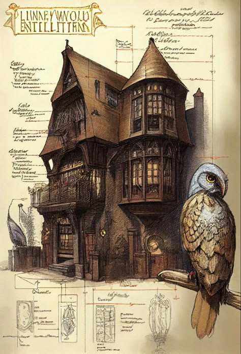 Medieval Building Concept Art, Steampunk City Art, Ghost Library, Magical Buildings, Steampunk Building, Sims Exterior, Small Game Rooms, Steampunk City, Architecture Reference