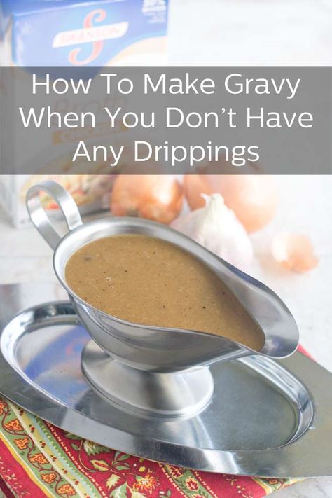 No drippings for your Thanksgiving gravy? No problem! See how I used @Swansonbroth to create this easy and delicious gravy! #AD Cornstarch Gravy, Gravy Without Drippings, Gravy Turkey, Make Ahead Gravy, Homemade Brown Gravy, Turkey Gravy From Drippings, Thicken Gravy, Homemade Gravy Recipe, Thanksgiving Gravy