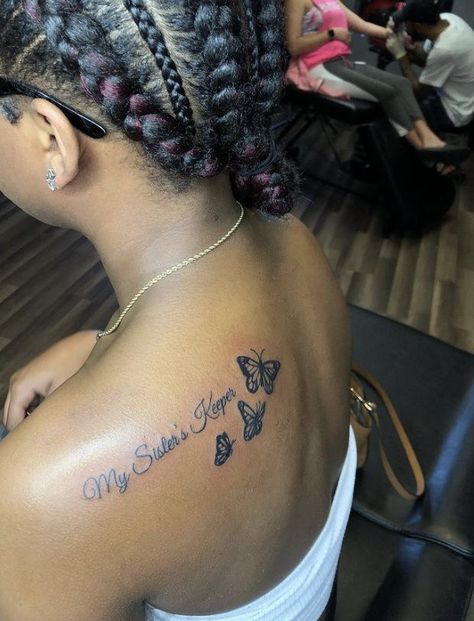 Sisters Keeper Tattoo, My Siblings Keeper Tattoo, Siblings Tattoos, Matching Cousin Tattoos, Sister Tats, Small Dope Tattoos, Cute Sister Tattoos, Cousin Tattoos, Cheerleading Quotes