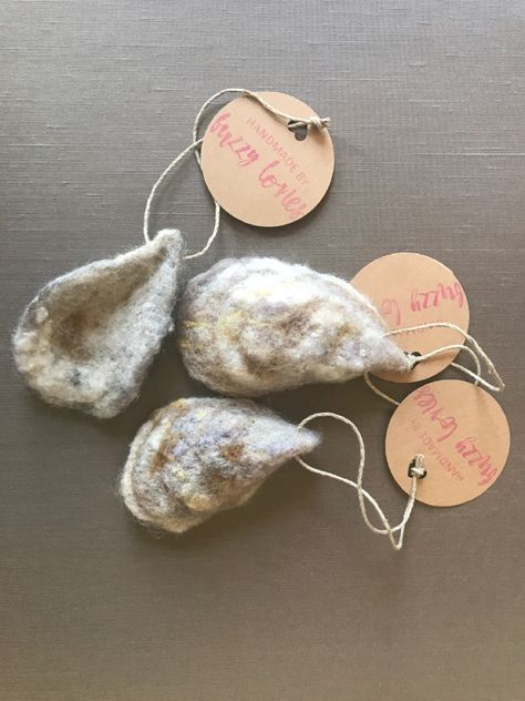 Felted Crafts, Felting Diy, Oyster Ornament, Shore Birds, Embroidery Frame, Needle Felting Diy, Mussel Shell, Wool Felting, Portland Me