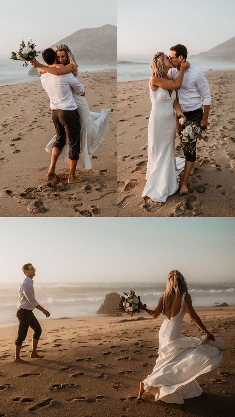 Lighthouse Wedding Photos, Lighthouse Engagement Photos, Lighthouse Photoshoot, Lighthouse Elopement, Micro Elopement, Elopment Photoshoot Ideas, Beach Elopement Pictures, Elopement Pics, Boho Beach Elopement