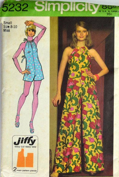 Uncut 1970s Simplicity Vintage Sewing Pattern 5232, Size S(8-10); Misses' Wrap & Tie Halter Jumpsuit in Two Lengths Diy Wrap Pants, 70s Sewing Patterns, 70s Patterns, Jumpsuit Vintage, Jumpsuit Pattern Sewing, Vintage Vogue Sewing Patterns, Sewing Vintage, 60s And 70s Fashion, Pattern Romper