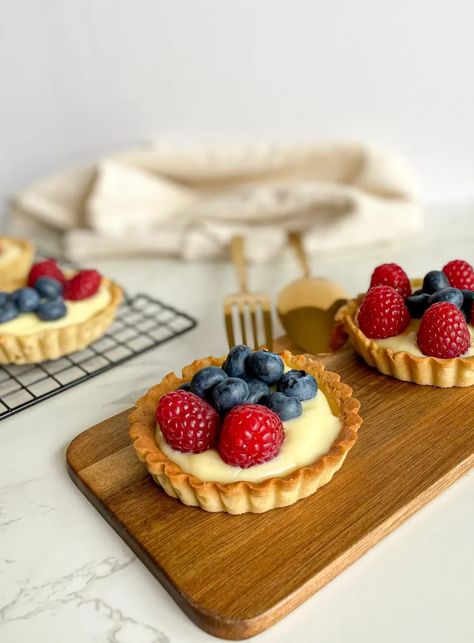 Mini Fruit Tarts – My Honeycomb Kitchen Berry Tarts Mini, Lemon Tarts Mini, Fruit Tart Photography, Fruit Tarts Mini, Mini Fruit Tart, Fruit Custard Tart, Honeycomb Kitchen, Mini Fruit Pies, Tarts Mini