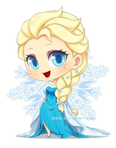 Chibi Elsa by Iksia Elsa Drawing, Chibi Disney, Baby Disney Characters, Disney Cuties, Kawaii Disney, Cute Disney Drawings, Frozen Disney Movie, Disney Art Drawings, Disney Princess Frozen