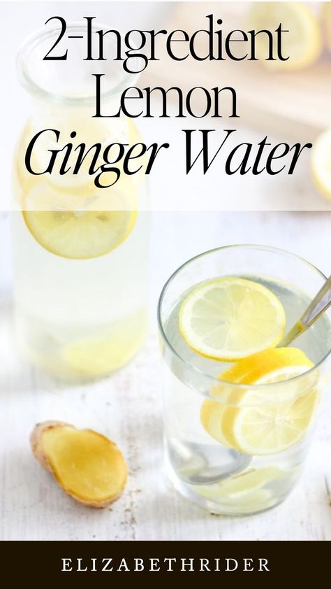 Simple 2-ingredient lemon ginger water in a glass, a refreshing and healthy drink option Lemon And Ginger Water Recipes, Ginger Infused Water Recipes, Lemon Water For Gut Health, Ginger Lemon Juice Recipe, Lemon Water For Flat Stomach, Losing Weight Lemon Water, Morning Lemon Detox Drink, Lemon Ginger Water Recipe, Ginger Lemon Water Recipes