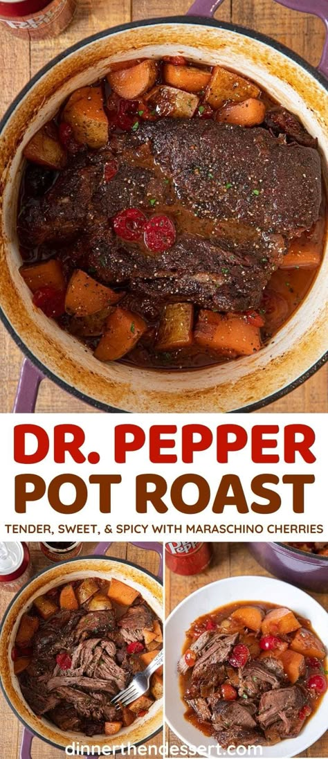 Dr Pepper Beef Roast Crock Pot, Roast With Dr Pepper Slow Cooker, Dr Pepper Roast Crock Pot, Dr Pepper Pot Roast Crockpot, Dr Pepper Pot Roast, Spicy Pot Roast, Dr Pepper Roast, Roast And Potatoes, Chuck Roast Crock Pot Recipes