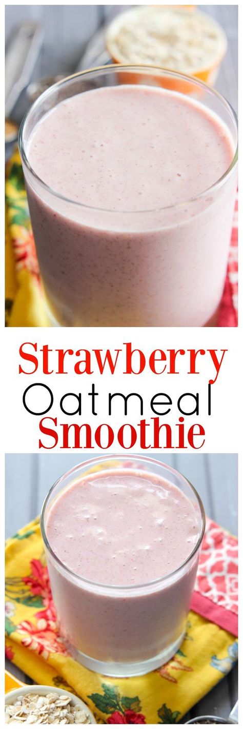 Drinkable Oatmeal, Strawberry Oatmeal Smoothie, Delicious Strawberry Smoothie, Desserts Nutella, Strawberry Smoothie Recipe, Banana Oatmeal Smoothie, Smoothie Breakfast, Oatmeal Smoothie, Smores Dessert