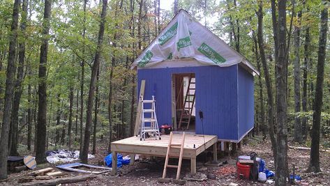 12x16 Cabin, Tiny House With Loft, Cabin With Loft, House With Loft, Cabin Loft, Off Grid Cabin, Siding Colors, Building Roof, Little Cabin