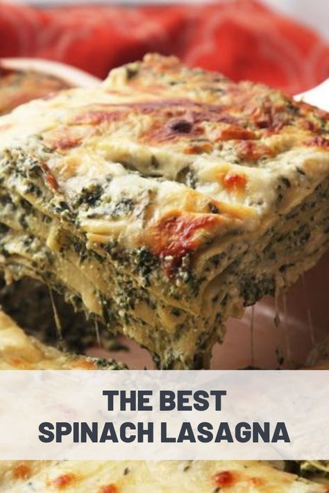 Spinach Lasagna Recipe, Meaty Lasagna, Lasagna Recipe With Ricotta, Lasagna Bolognese, Easy Lasagna Recipe, Veggie Lasagna, Vegetable Lasagna, Spinach Lasagna, Fresh Spinach