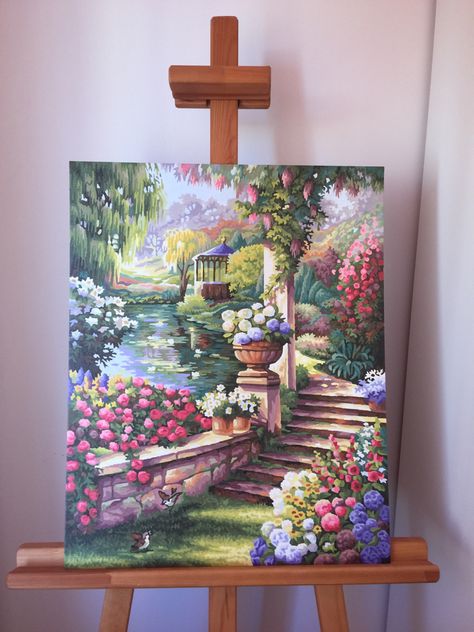 Panting Photo Home, Dream Paintings, Paradise Painting, Painting On Canvas For Beginners, Sky Art Painting, Color Drawing Art, Canvas For Beginners, Canvas Art Projects, Paradise Garden