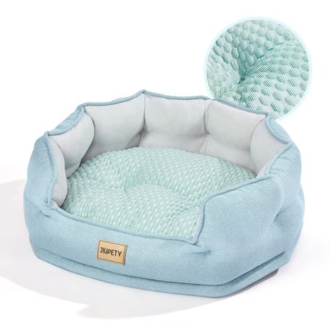 (Ad) Jiupety Cooling Bed for Indoor Cats with Summer Cooling Mat, Round Cozy Small Dog Bed Made of Luxury Fabrics, Keeping Cooling for Kitten and Puppy, L(25" 21" 9"), Green. Dog Bed Pattern, Pet Bed Pattern, Puppy And Kitten, Small Dog Bed, Diy Dog Bed, Dog Beds For Small Dogs, Indoor Cats, Cat Beds, Bed Diy